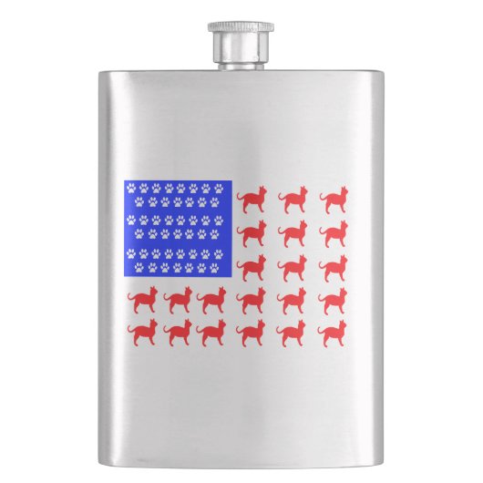 Katzen- und Paw-Flagge Flachmann (Vorderseite)