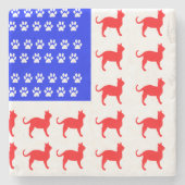 Katzen- und Paw-Flagge Steinuntersetzer (Vorderseite)