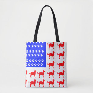 Katzen- und Paw-Flagge Tasche