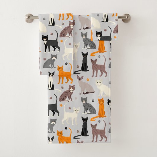 Katzen- und Paw-Prints Badhandtuch Set (Insitu)