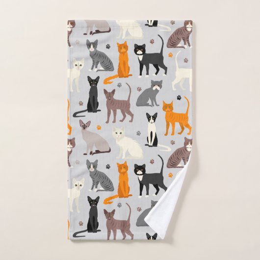 Katzen- und Paw-Prints Badhandtuch Set (Handtuch)