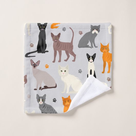 Katzen- und Paw-Prints Badhandtuch Set (Waschlappen)