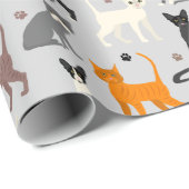 Katzen- und Paw-Prints Geschenkpapier (Rolleneckpunkt)