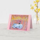 Katzen- und Pferdefreunde - Whimsical Art Karte (Gelbe Blume)