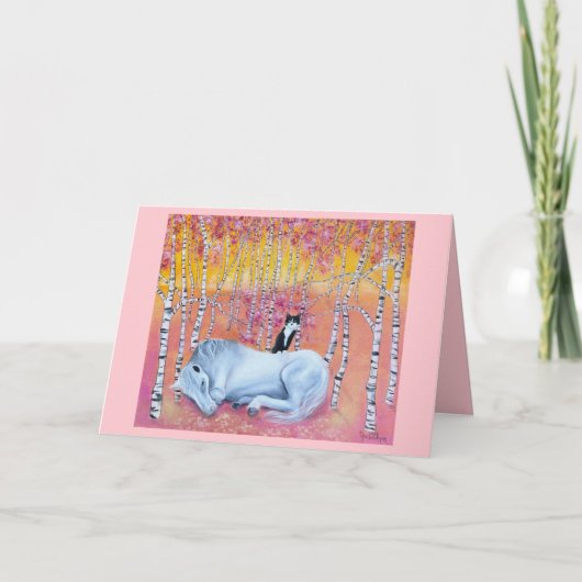 Katzen- und Pferdefreunde - Whimsical Art Karte (Vorderseite)