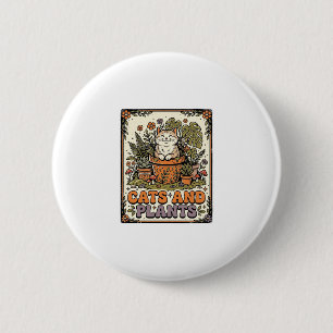 Katzen Und Pflanzen Katze Pflanzen Cottagecore Vin Button