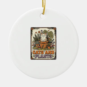 Katzen Und Pflanzen Katze Pflanzen Cottagecore Vin Keramik Ornament