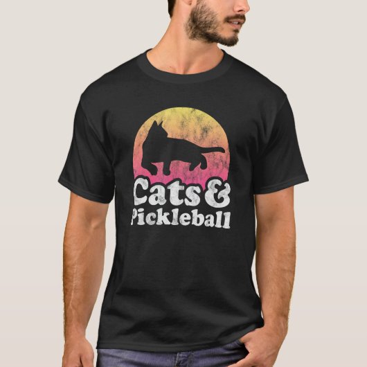 Katzen und Pickleball Männer- oder Frauenkatze T-Shirt (Vorderseite)