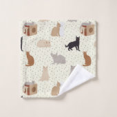 Katzen und Punkte  Badhandtuch Set (Waschlappen)