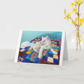 Katzen und Quilts-Nudeln Karte (Gelbe Blume)