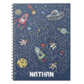 Katzen und Raketen im Weltraum Personalisierte Kin Notizblock (Vorderseite)