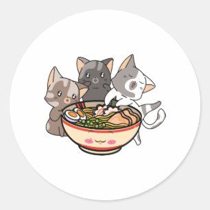 Katzen und Ramen Katzen essen Ramen Runder Aufkleber
