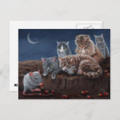 Katzen und Ratte mit Erdbeerpostkarte Postkarte (Vorne/Hinten)