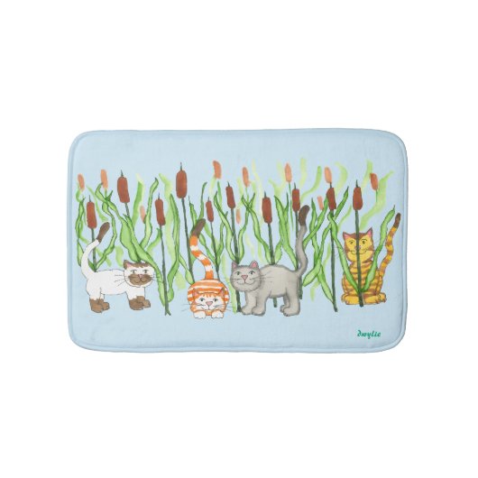 Katzen und Rohrkolben Badematte (Vorderseite)