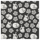 Katzen und Rose, schwarz und weiß Stoff (Nahaufnahme)