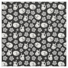 Katzen und Rose, schwarz und weiß Stoff
