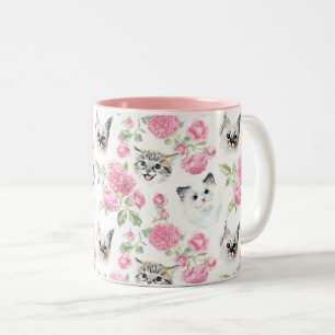 Katzen und Rose Zweifarbige Tasse