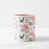 Katzen und Rose Zweifarbige Tasse (Mittel)
