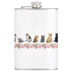 Katzen und Rosen Flachmann