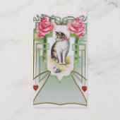 Katzen-und Rosen-Geschäfts-Karten-Schablone Visitenkarte (Rückseite)