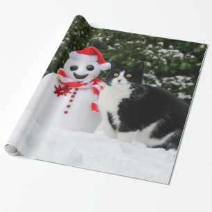 Katzen-und Sankt-Schneemann-Weihnachten, Geschenk Geschenkpapier
