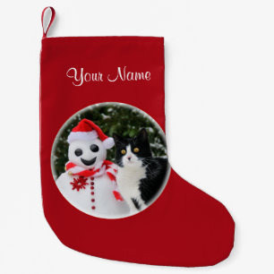 Katzen-und Sankt-Schneemann-Weihnachten Kleiner Weihnachtsstrumpf