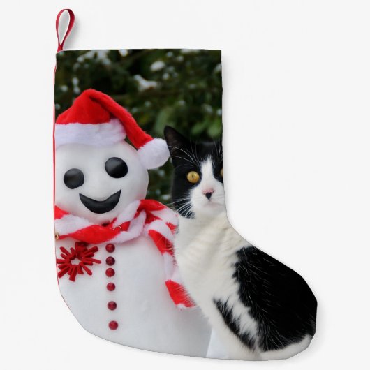 Katzen-und Sankt-Schneemann-Weihnachtsumhang Kleiner Weihnachtsstrumpf (Vorderseite)