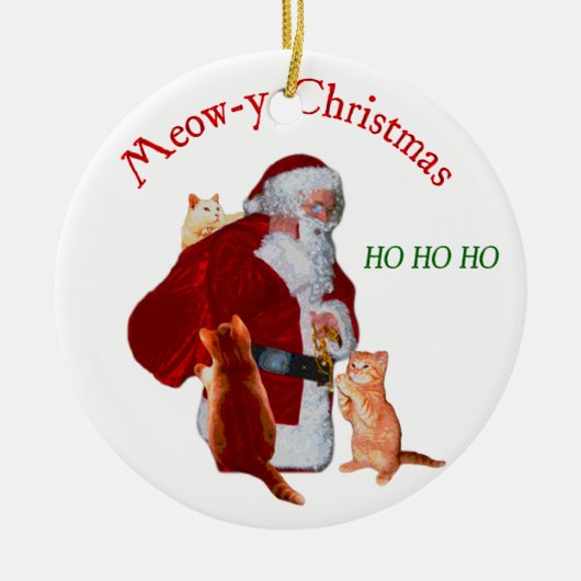 Katzen und Santa Keramikornament (Vorne)