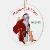 Katzen und Santa Keramikornament (Links)