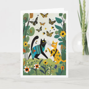 Katzen und Schmetterlinge Karte