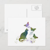 Katzen und Schmetterlinge Postkarte (Vorne/Hinten)