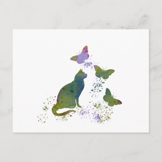 Katzen und Schmetterlinge Postkarte (Vorderseite)