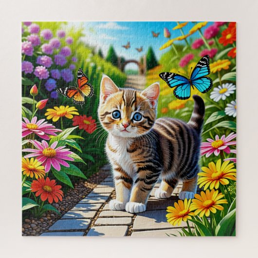 Katzen und Schmetterlinge Puzzle (Vertikal)