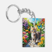 Katzen und Schmetterlinge Schlüsselanhänger (Vorderseite links)