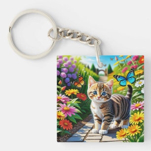 Katzen und Schmetterlinge Schlüsselanhänger