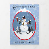 Katzen und Schneemann zu Weihnachten Dreifach Gefaltete Urlaubskarte (Cover)