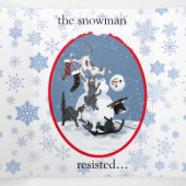 Katzen und Schneemann zu Weihnachten Dreifach Gefaltete Urlaubskarte (Innenseite Mitte)