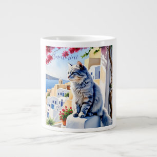 Katzen und Schönheit Santorins Jumbo-Tasse