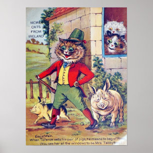 Katzen und Schweine, Louis Wain Poster