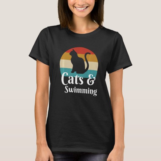 Katzen und Schwimmen T-Shirt (Vorderseite)