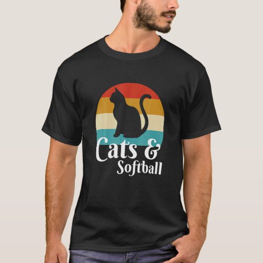 Katzen und Softball T-Shirt (Vorderseite)