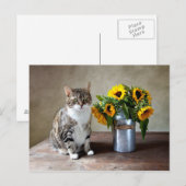 Katzen und Sonnenblumen Postkarte (Vorne/Hinten)