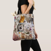 Katzen und Spielzeug Collage Tasche (Von Nahem)