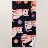 Katzen und Sterne Strandtuch (Vorderseite)