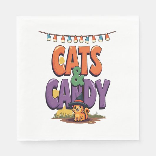 Katzen und Süßigkeiten Serviette (Vorderseite)