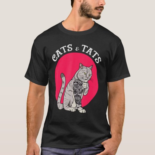 Katzen und Tats T Shirt Katzenkatze Tätowierung He (Vorderseite)