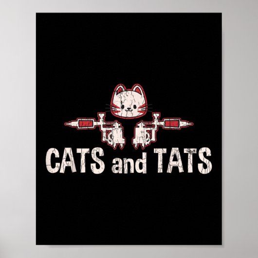 Katzen und Tats Tattoo Funny Gift Poster (Vorne)