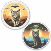 Katzen und UFO Aufkleber (Vorderseite)