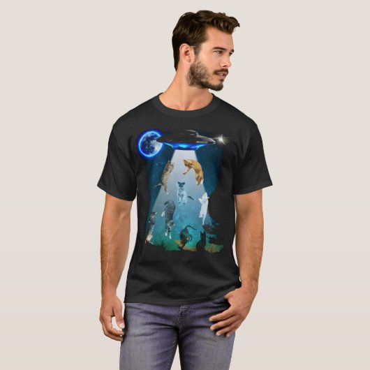 Katzen und Ufo T-Shirt (Vorne ganz)