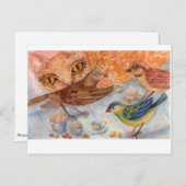 Katzen und Vögel Postkarte (Vorne/Hinten)